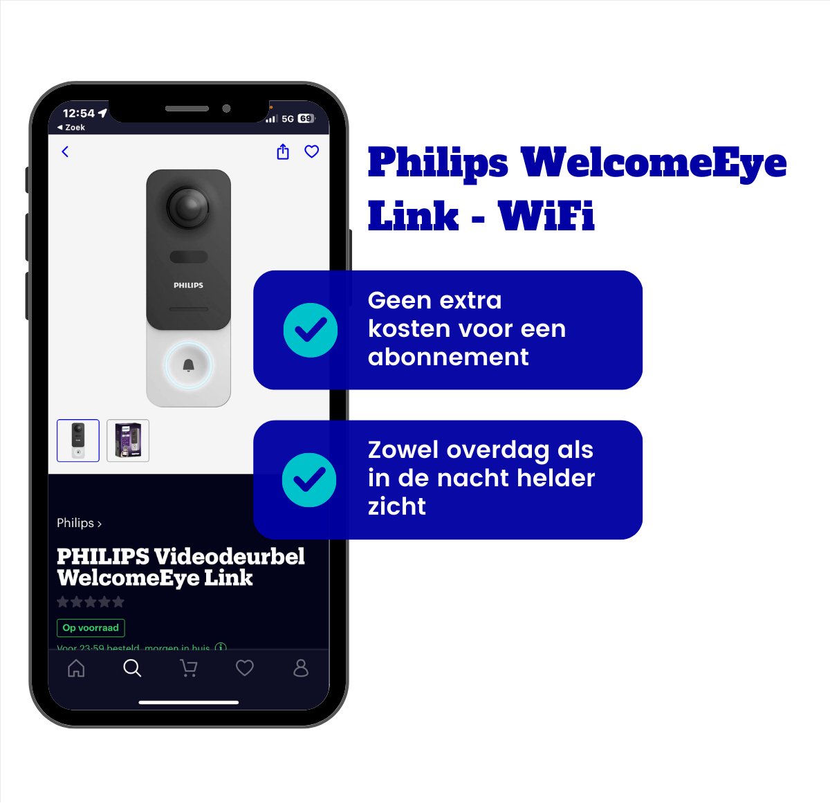 Sonnette Wi-Fi Philips WelcomeEye Link avec vidéo | bol.com