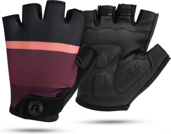 Rogelli Impress II Fietshandschoenen Zomer - Wielrenhandschoenen - Korte Vinger - Dames - Bordeaux, Koraal, Zwart - Maat XL