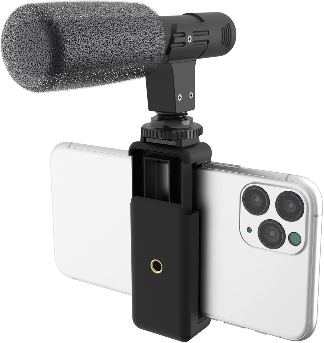 DigiPower Universal Shotgun Microfoon Kit DP-M25 | Smartphone/Camera/Vlog kit, Smartphone houder, Zwart