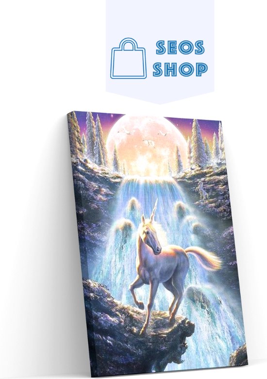 SEOS Shop ® Diamond Painting Volwassenen - Diamond Painting Kinderen - Diamond Painting Pakket Volledig - Eenhoorn met Waterval - 25x30 cm