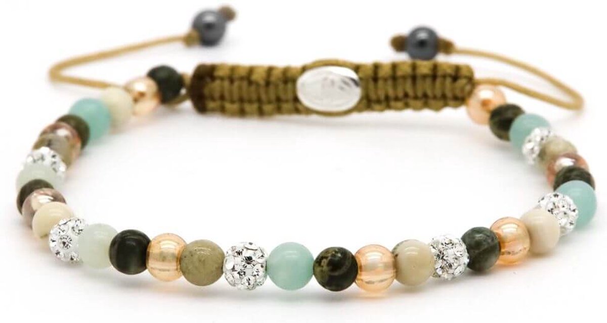 Karma Armband Spiral Minty Glow White Crystal