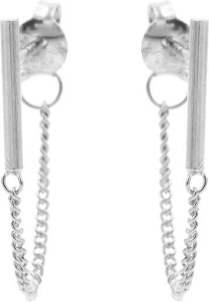 Karma Oorbellen Chain Round Tubes Zilver