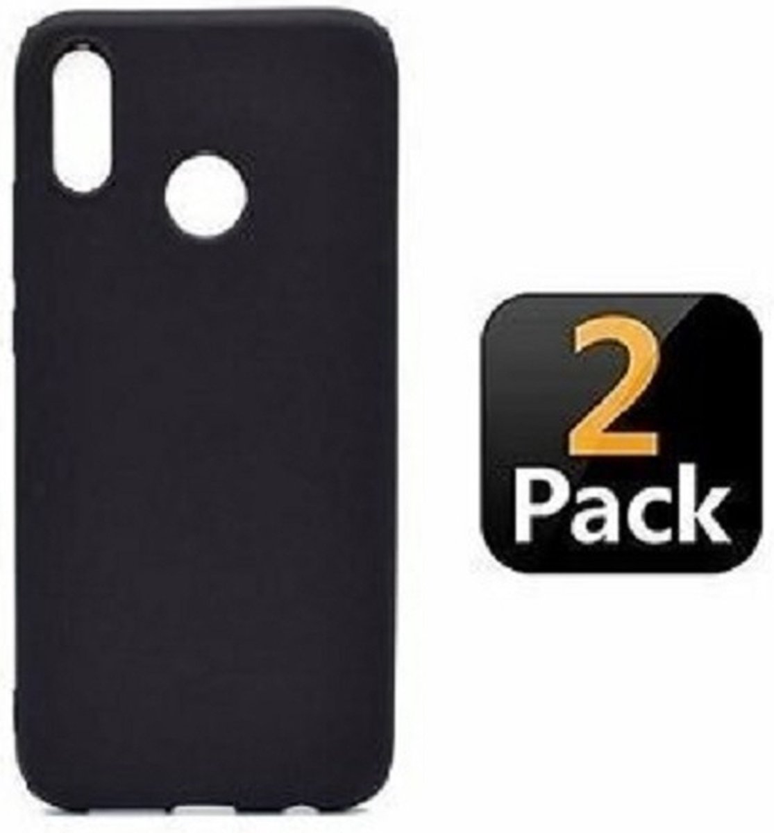 Huawei P20 Lite Hoesje TPU Siliconen Zwart 2x