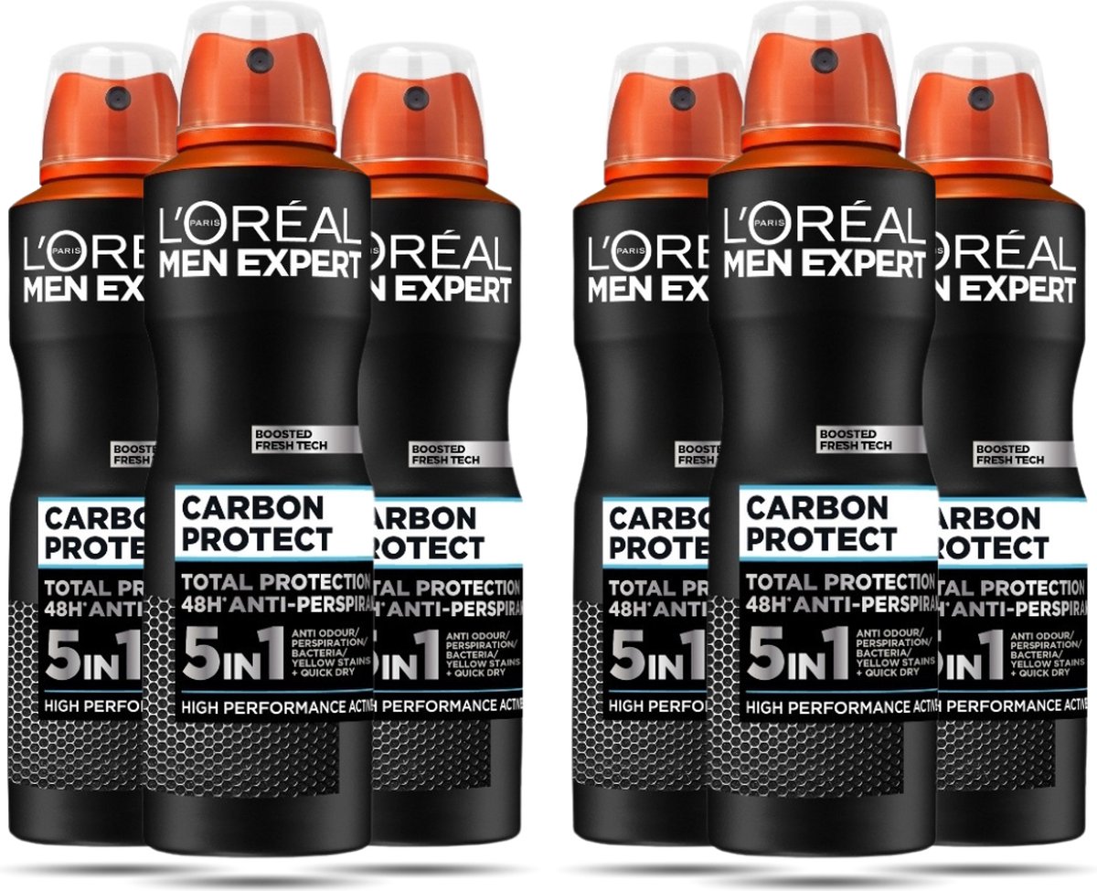Goedkoopste L'Oréal Paris Men Expert Deodorant Carbon Protect 5-in-1 Bescherming Voordeelbundel - 6 x 150 ml