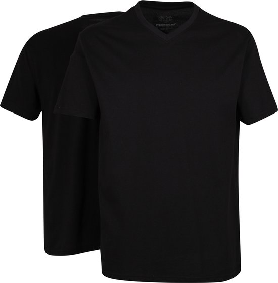 CECEBA Maverick American T-shirt (2-pack) - V-hals - zwart - Maat 2XL