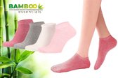 Bamboo Essentials - Bamboe Sokken Kinderen - Sneakersokken - Enkelsokken - 4 Paar - Multi Roze - 27-30 - Sneaker Sokken - Kousen - Sokken Jongens - Sokken Meisjes - Anti Zweet - Duurzaam