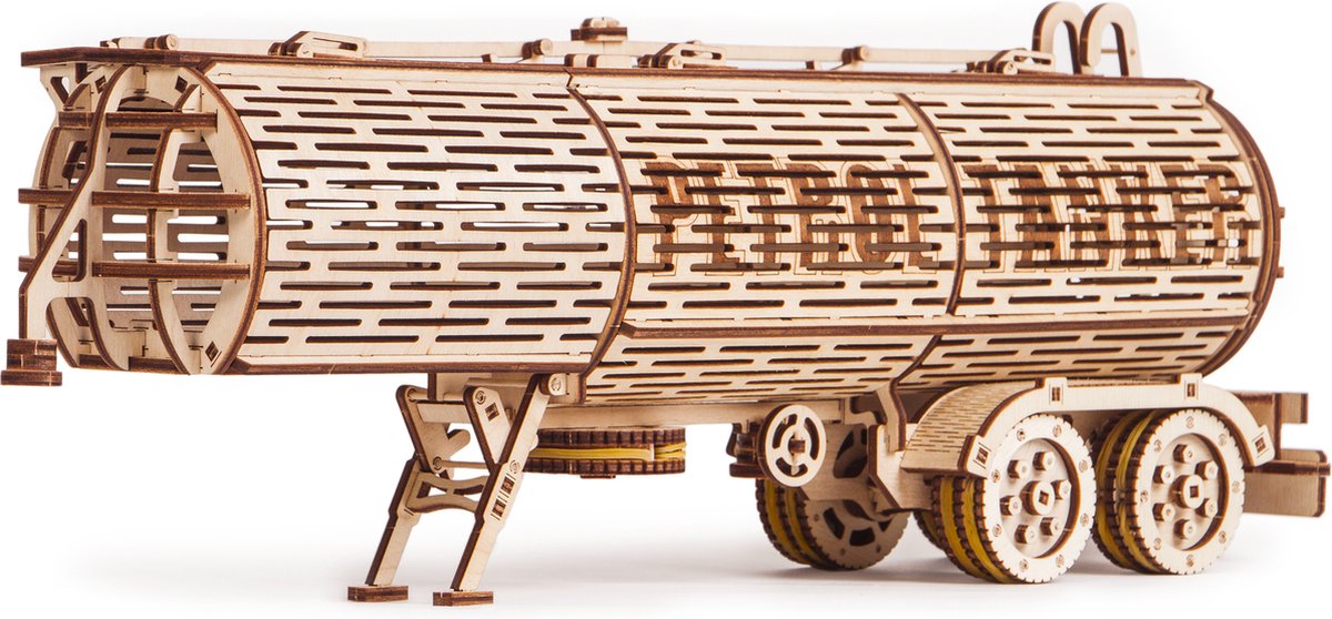Wood Trick – Modelbouw 3D houten puzzel – de Tankaanhangwagen – Tank Trailer – Uitbreiding op Grote Vrachtwagen Big Rig - 220 stuks - Geen lijm noch verf nodig! — afbeelding 20