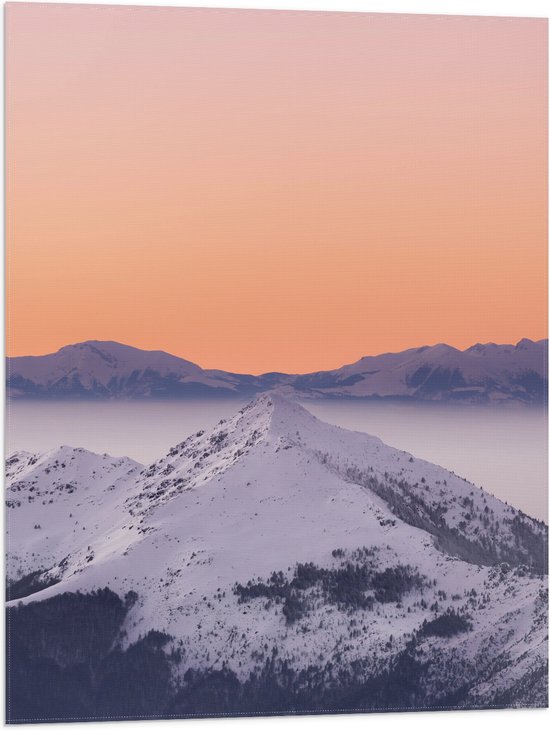 WallClassics - Drapeau - Sommet d'une Berg avec neige - 60x80 cm Photo sur drapeau en polyester