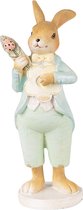 Clayre & Eef Beeld Konijn 15 cm Groen Bruin Polyresin Woonaccessoires