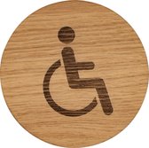 Panneau de toilette - Handicapé - Rond - Bois - 10 x 10 cm - Panneau de Toilettes - Panneau de porte - Auto-adhésif