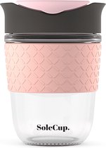 Solecup koffie beker to go glas - 340 ml donker grijs/roze