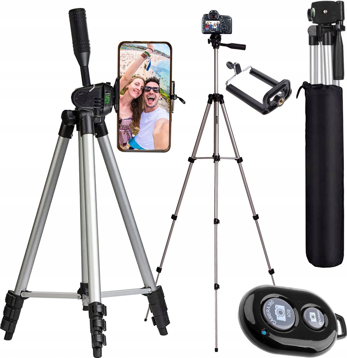 105 cm Telefoon Statief - Selfie stick - Telefoonhouder - Bluetooth Afstandsbediening - Universeel Tripod Smartphone - Camera - GoPro Accessoires