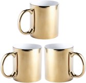 Bellatio Design - Koffiemok goud metallic keramiek 350 ml - Set van 6x