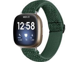 YONO Nylon Stretch Bandje geschikt voor Fitbit Versa 4 - Sense 2 - Donkergroen
