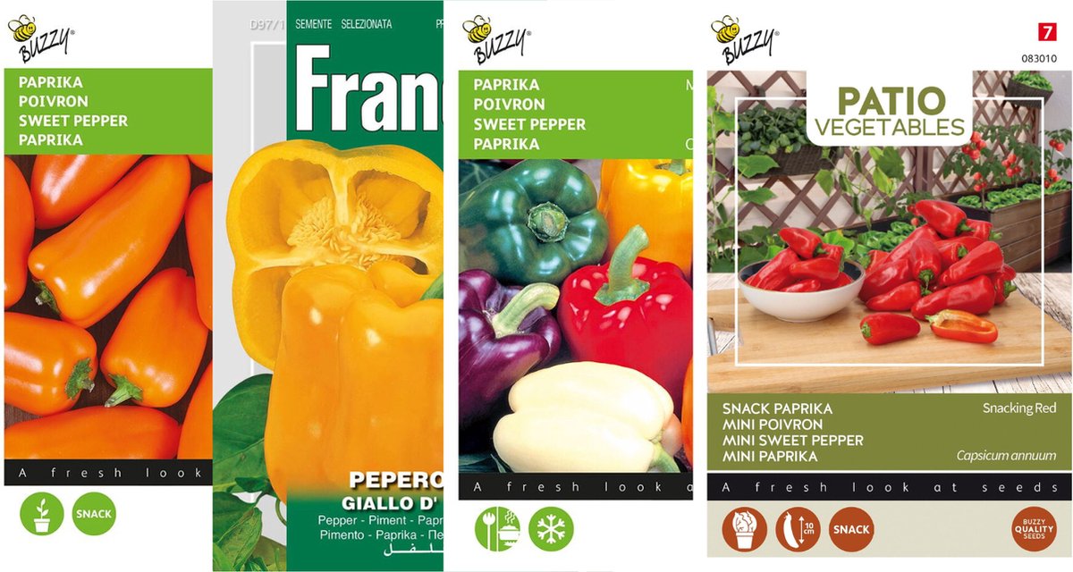 Mix paprikazaadjes Verschillende paprika rassen om zelf te planten