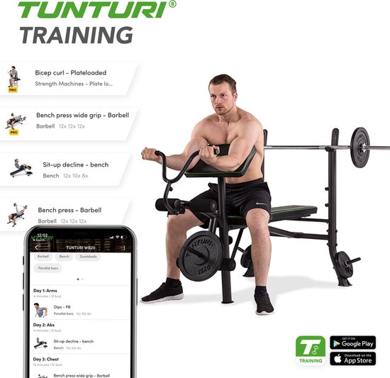 Banc De Musculation Tunturi WB40 - Compact Et Multifonction Pour Débutants