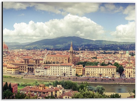 WallClassics - Dibond - Uitzicht over Florence - Italië - 40x30 cm Foto op Aluminium (Met Ophangsysteem)