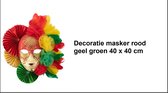 Decoratie masker rood/geel/groen 40 x 40 cm - carnaval limburg optocht thema feest 40 x 40 cm.