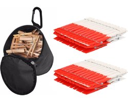 Sorbo - Wasknijpers zak - karabijnhaak - 96x wasknijpers kunststof