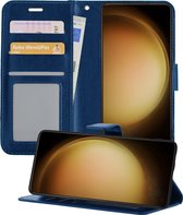 Hoesje Geschikt voor Samsung S23 Hoesje Book Case Hoes Wallet Cover - Hoes Geschikt voor Samsung Galaxy S23 Hoesje Bookcase Hoes - Donkerblauw