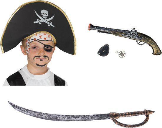 Funny Fashion Dress up set Pirate - Pirate chapeau/pistolet/épée/cache-œil pour  enfants