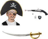 Funny Fashion Dress up set Pirate - Pirate chapeau/pistolet/épée/cache-œil pour enfants