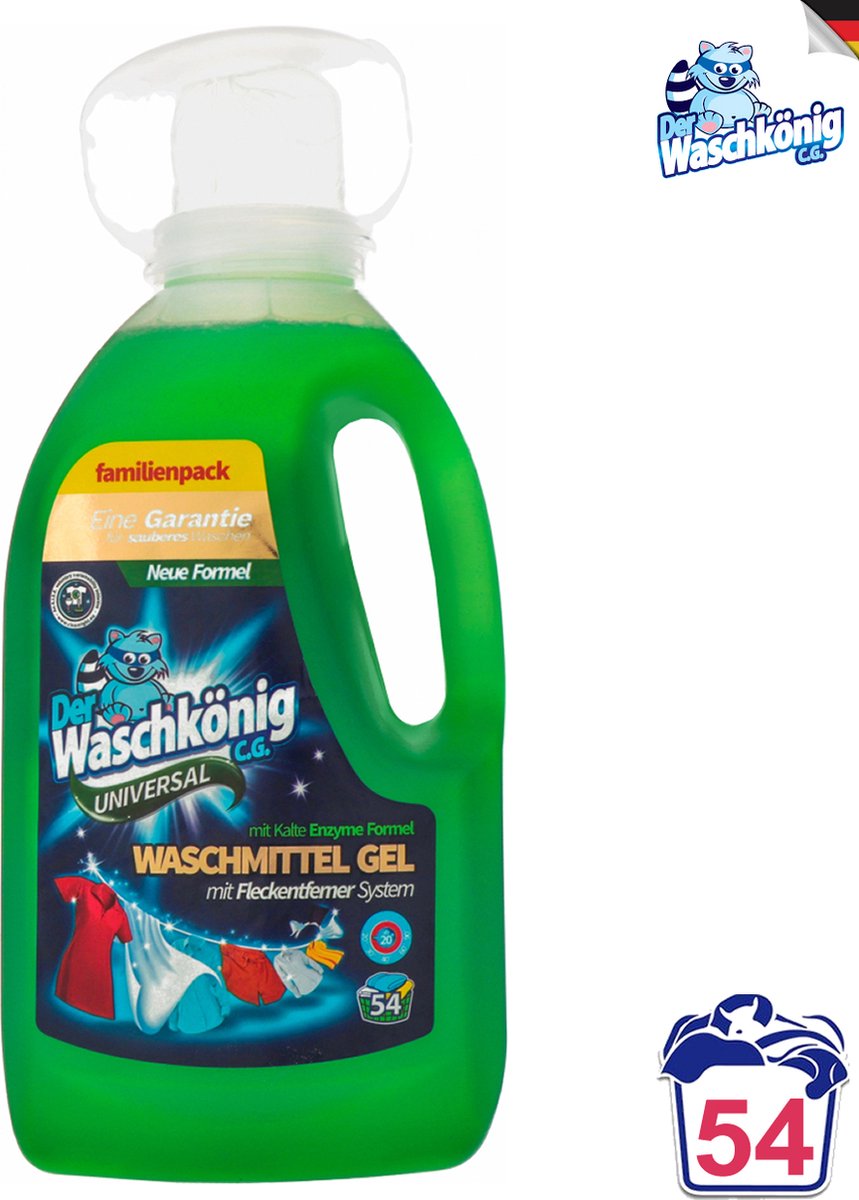 Der Waschkönig - Universal - Wasmiddel - Gekleurde & Donkere Was - 1625ml - 54 Wasbeurten