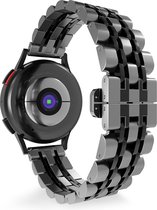 Strap-it Smartwatch bandje 22mm - Luxe duo stalen schakel horlogeband geschikt voor Huawei Watch GT 2 46mm / GT 3 46mm / GT 3 Pro 46mm / Watch 3 (Pro) / GT 2 Pro - Polar Vantage M / M2 / Grit X - Xiaomi Mi Watch - Xiaomi Watch S1 - zilver/zwart