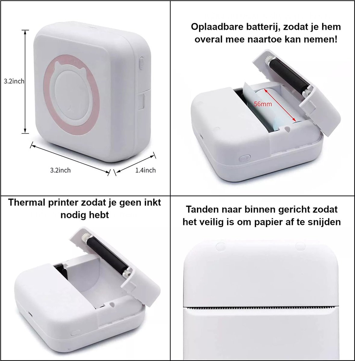 Portable Mini Imprimante Thermique Étiquettes Imprimantes Bluetooth Sans  Fil Impression Autocollants Sans Encre Papier 57mm Impressora Portatil