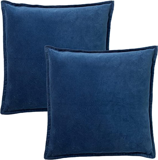 Set van 2 Kussenhoezen - Dutch Decor CAITH - 50x50 cm - Velvet - Insignia Blue - Donkerblauw - unikleur