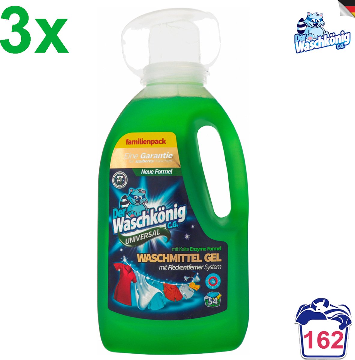 Der Waschkönig - Universal - Wasmiddel - Gekleurde & Donkere Was - 4875ml - 162 Wasbeurten