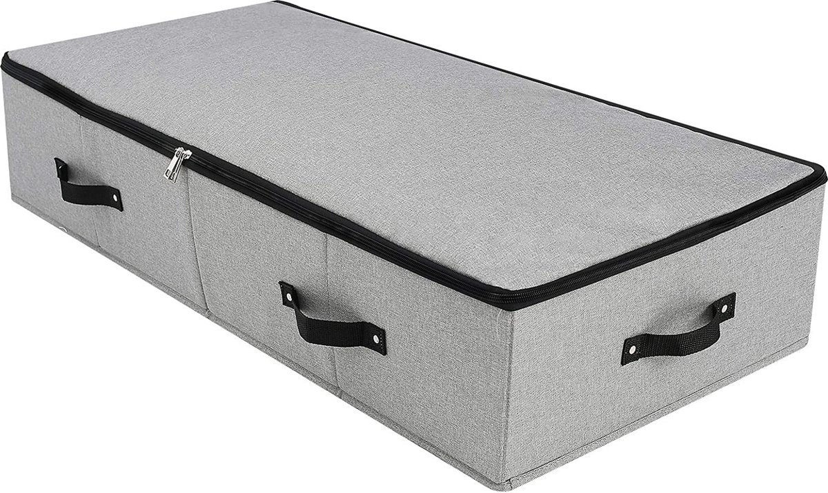 NaSK - Opbergbox - Voor onder het bed met ritssluiting deksel - Robuuste kunststof plaat binnenin - Handgrepen aan alle kanten - Donkergrijs