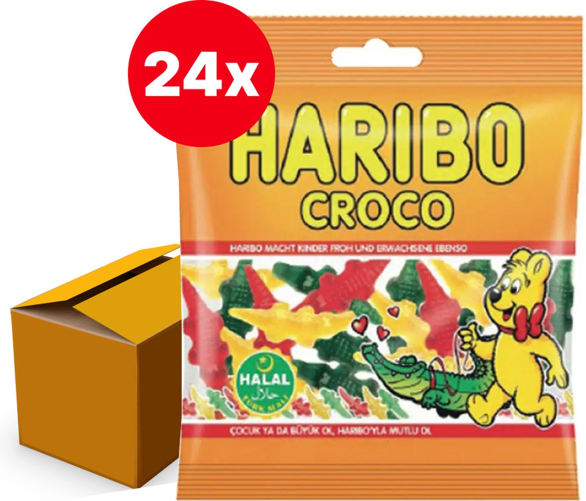 Haribo Halal Croco Carton 24 Sachet De 100 Grammes Bol haribo-halal-croco-carton-24-sachet-de-100-grammes-bol