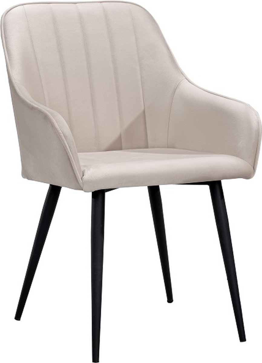 Soof & Tess Soph & Tess - Modena Eetkamerstoel - Beige - Set van 4 - Fluweel - Velvet - Industrieel - Met armleuning
