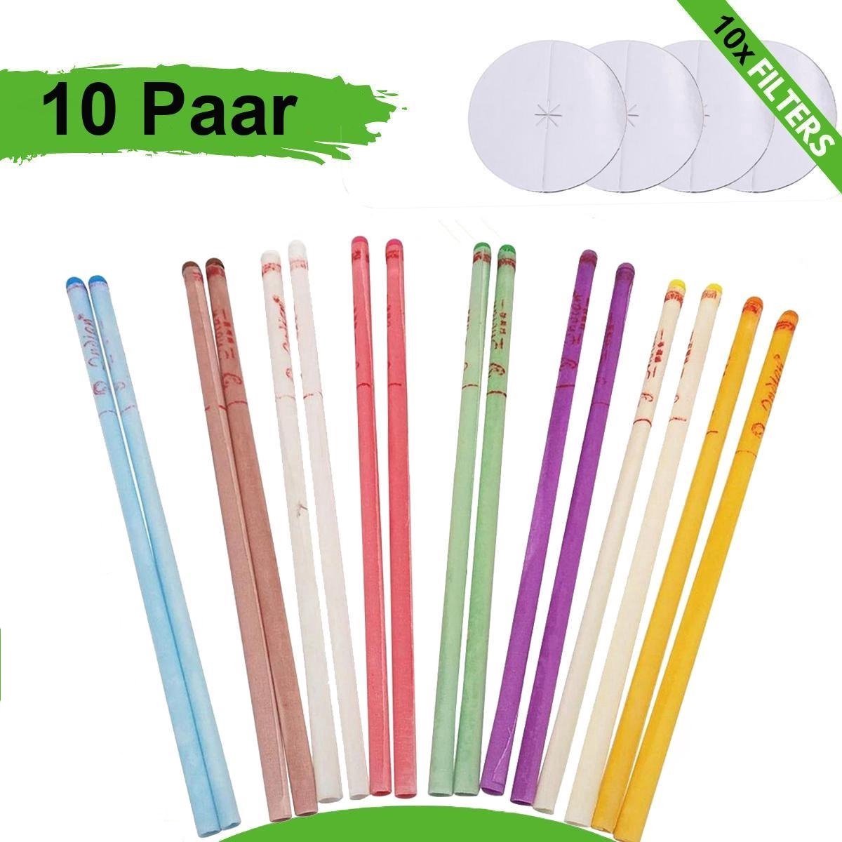 Goedkoopste Natuurlijke Oorkaarsen Voordeelpakket - 10 paar - 20 stuks - Oor reiniger - Oorsmeer Verwijderaar - 100 Natuurlijke Bijenwas - Earwax Remover - Oorkaars - Multicolored Oorkaars - Scented Beeswax Oorkaars