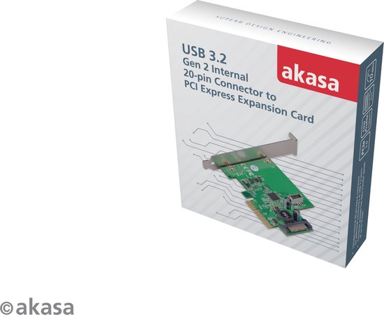 Akasa 10Gbps USB 3.2 Gen 2 Internal 20-pin Connector to PCIe Host Card ...