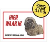 Waakbordje/ ultra dun plaatje | "Hier waak ik" | Shih Tzu | 15 x 10 cm | Chinese hond | Hond | Dog | Gevaarlijke hond | Afschrikmiddel | China | Deurbordje | 1 stuk