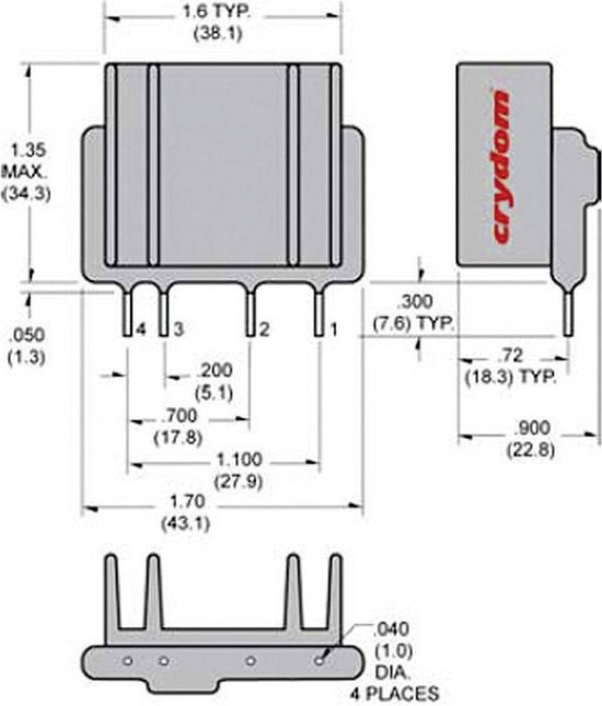 Crydom Relè A Stato Solido CX380D5, 5A 530V AC, Commutazione Zero Crossing, Uscita SCR, Per Applicazioni Industriali