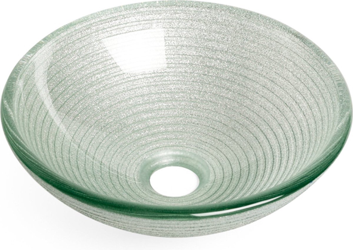 Saniclass Pesca Mela waskom - 30x10.5cm - Rond - Gehard glas - Wit grijs