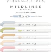 Zebra Mildliner Double Sided Highlighter - 2022 New Natural Colors NTC Set van 5 verpakt in een Zipperbag