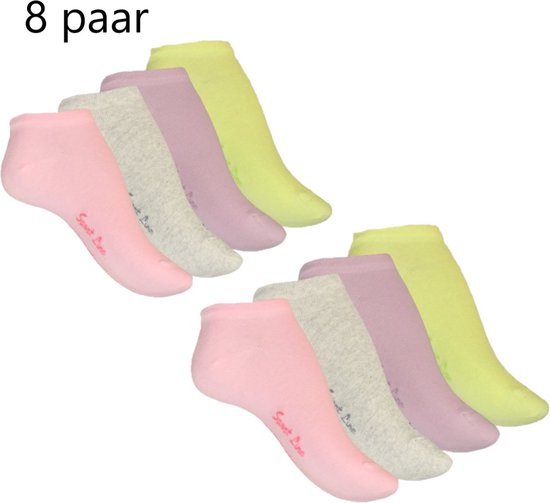 8 paar sneaker sokken sport kousen dames pastelkleuren MAAT 35-38