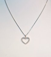 Hanger - hartje - witgoud - 14 karaat - diamant - GPP0284 - sale Juwelier Verlinden St. Hubert - van €520,= voor €399,=