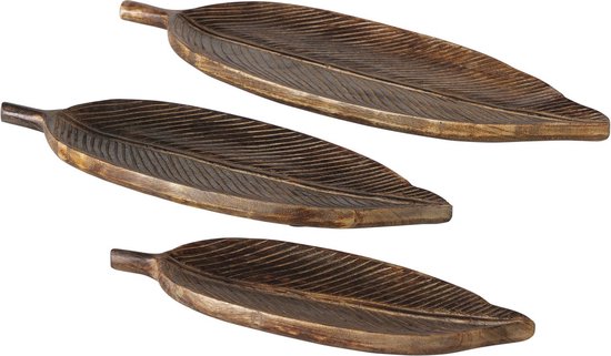 Set van 3 mooie houten bladen in bladvorm