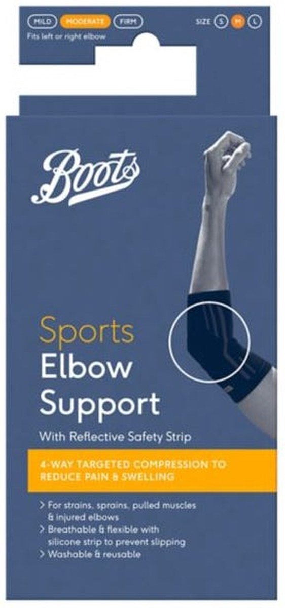 Boots Sports Elleboogsteun met reflecterende veiligheidsstrook - M