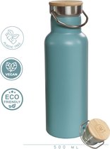 green-goose® Thermos voor Koffie en Thee | RVS met Bamboe Dop | In Cadeauverpakking | 500 ml | Blauw