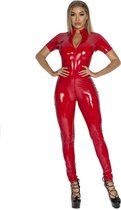 Wetlook SM Jumpsuit Red - Domina - Mooi design - Hoogwaardige kwaliteit - Leatherlook - Sexspelletjes voor mannen en vrouwen - Spandex - Spannend voor koppels - Wetlook - Erotische kleding - Lingerie erotisch - Lingerie body sexy - Erotiek