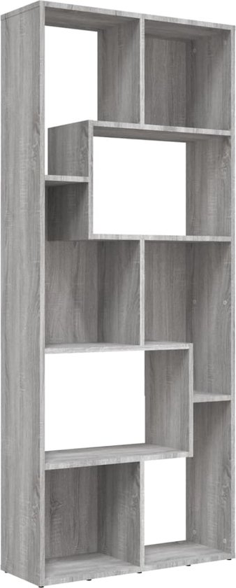 vidaXL - Boekenkast - 67x24x161 - cm - bewerkt - hout - grijs - sonoma - eikenkleurig