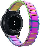 Strap-it Stalen schakel bandje 22mm - RVS bandje geschikt voor Samsung Galaxy Watch 46mm / Galaxy Watch 3 45mm / Gear S3 Classic & Frontier - Amazfit GTR 47mm / GTR 2 / GTR 3 - Pro - OnePlus Watch - regenboog