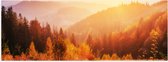 Poster Glanzend – De Zon boven een Berglandschap - 60x20 cm Foto op Posterpapier met Glanzende Afwerking