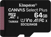 Kingston - Micro SD geheugenkaart - Canvas Select Plus - MicroSDXC - 64GB-  incl. SD-adapter